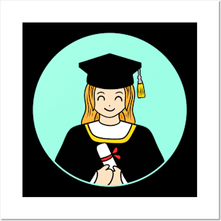 Cute girl graduation - chibi style Posters and Art